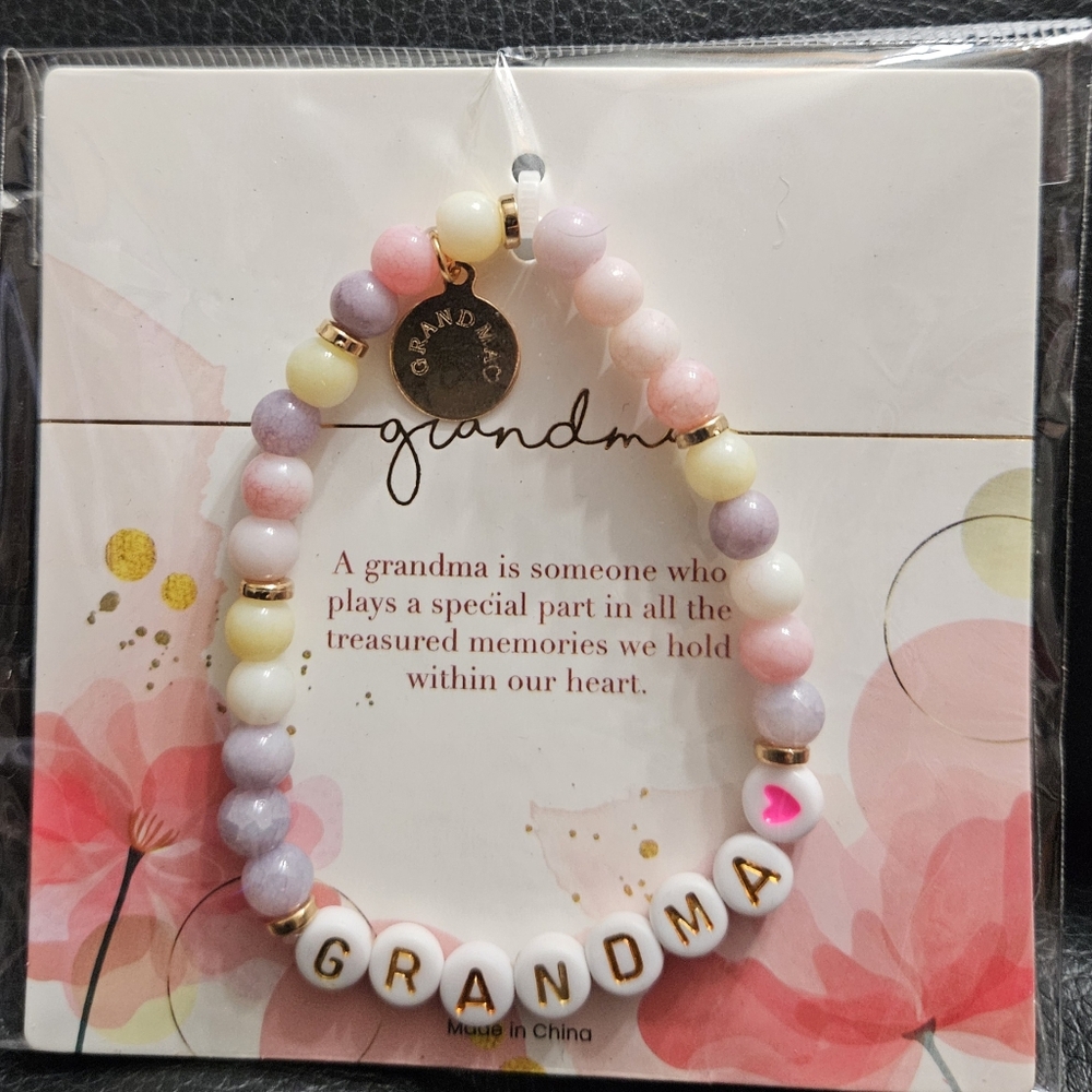 Grandma Beaded Bracelet - Pink, White, Gold Fashion NEW